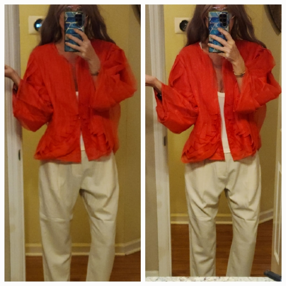 Zara Organza Ruffled Jacket Coat Cardigan